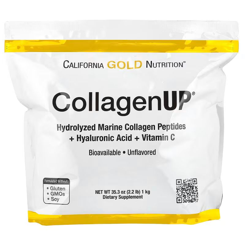 California Gold Nutrition, CollagenUP® Peptides de collagène marin hydrolysé à l'acide hyaluronique et à la vitamine C, Non aromatisés, 206g, 464g, 997g