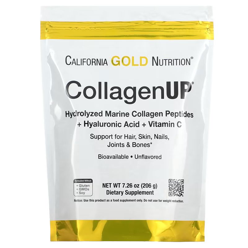 California Gold Nutrition, CollagenUP® Peptides de collagène marin hydrolysé à l'acide hyaluronique et à la vitamine C, Non aromatisés, 206g, 464g, 997g