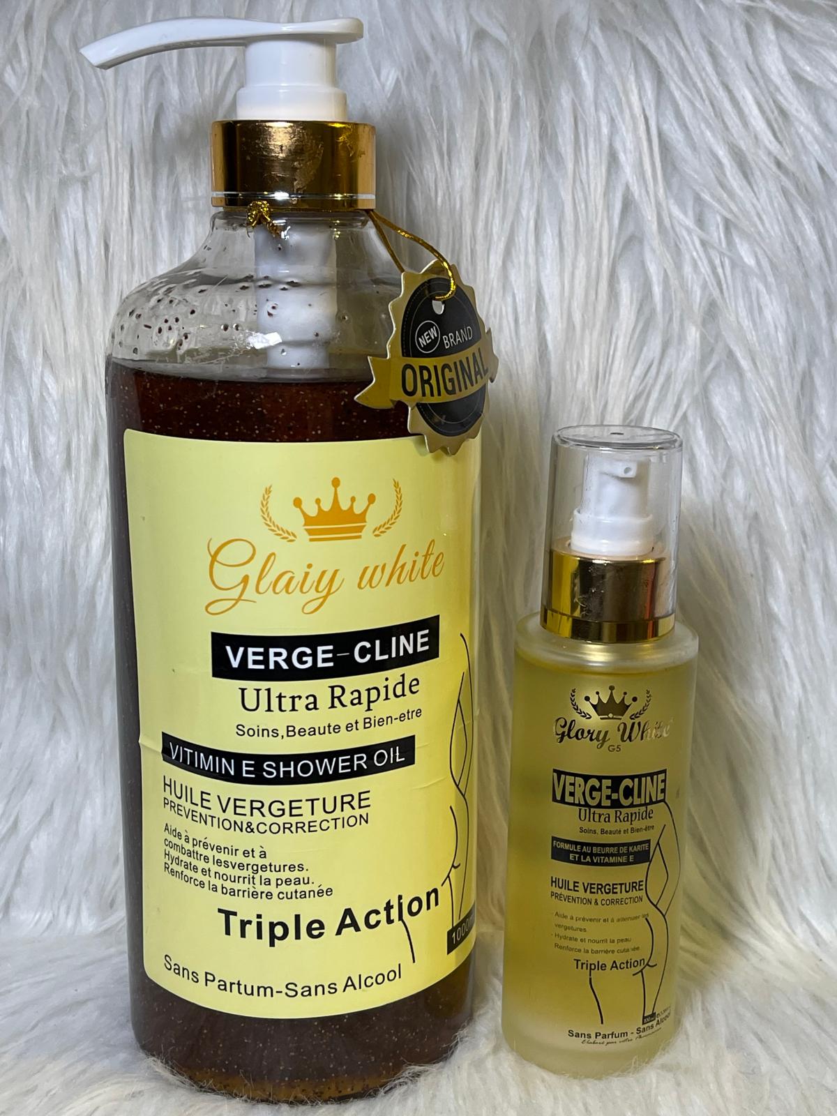GEL DE DOUCHE VERGE-CLINE ULTRA ÉCLAIRCISSANT ULTRA RAPIDE TRAITEMENT DES VERG ETURES