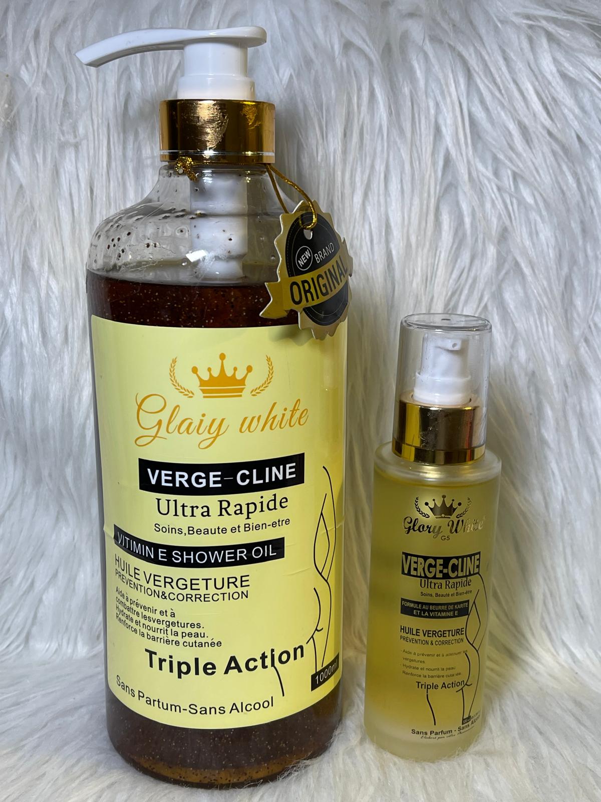 GEL DE DOUCHE VERGE-CLINE ULTRA ÉCLAIRCISSANT ULTRA RAPIDE TRAITEMENT DES VERG ETURES