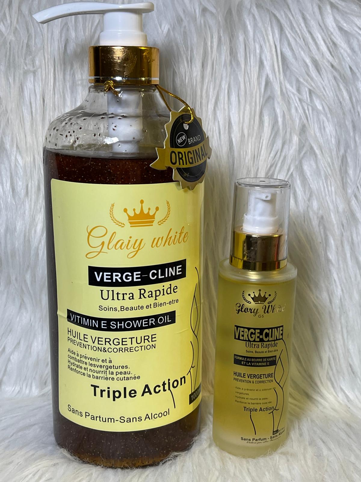 GEL DE DOUCHE VERGE-CLINE ULTRA ÉCLAIRCISSANT ULTRA RAPIDE TRAITEMENT DES VERG ETURES