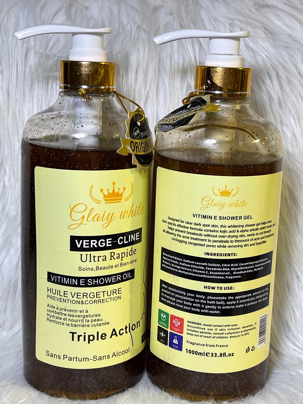 GEL DE DOUCHE VERGE-CLINE ULTRA ÉCLAIRCISSANT ULTRA RAPIDE TRAITEMENT DES VERG ETURES