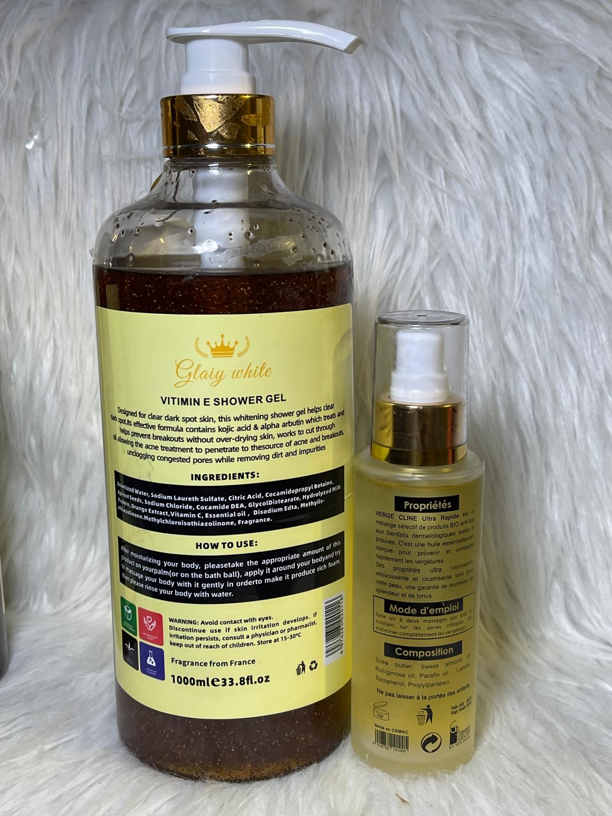 GEL DE DOUCHE VERGE-CLINE ULTRA ÉCLAIRCISSANT ULTRA RAPIDE TRAITEMENT DES VERG ETURES