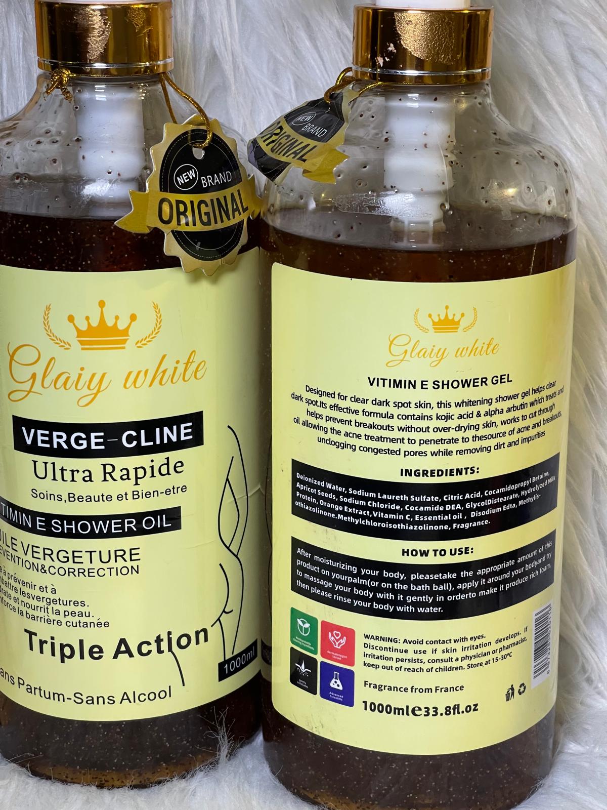 GEL DE DOUCHE VERGE-CLINE ULTRA ÉCLAIRCISSANT ULTRA RAPIDE TRAITEMENT DES VERG ETURES