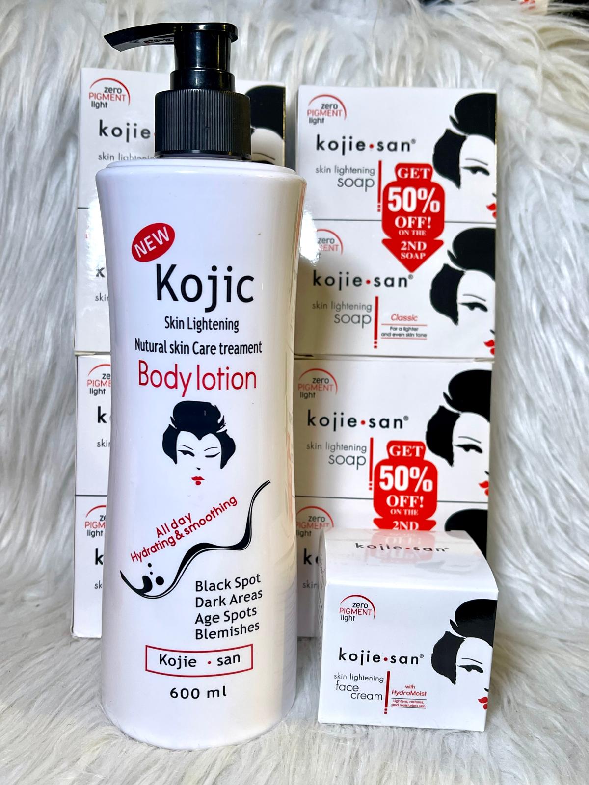 Body lotion kojic san ultra éclaircissante hydratante nourrissante anti imperfection zéro tache traitement des vergeture 600ml