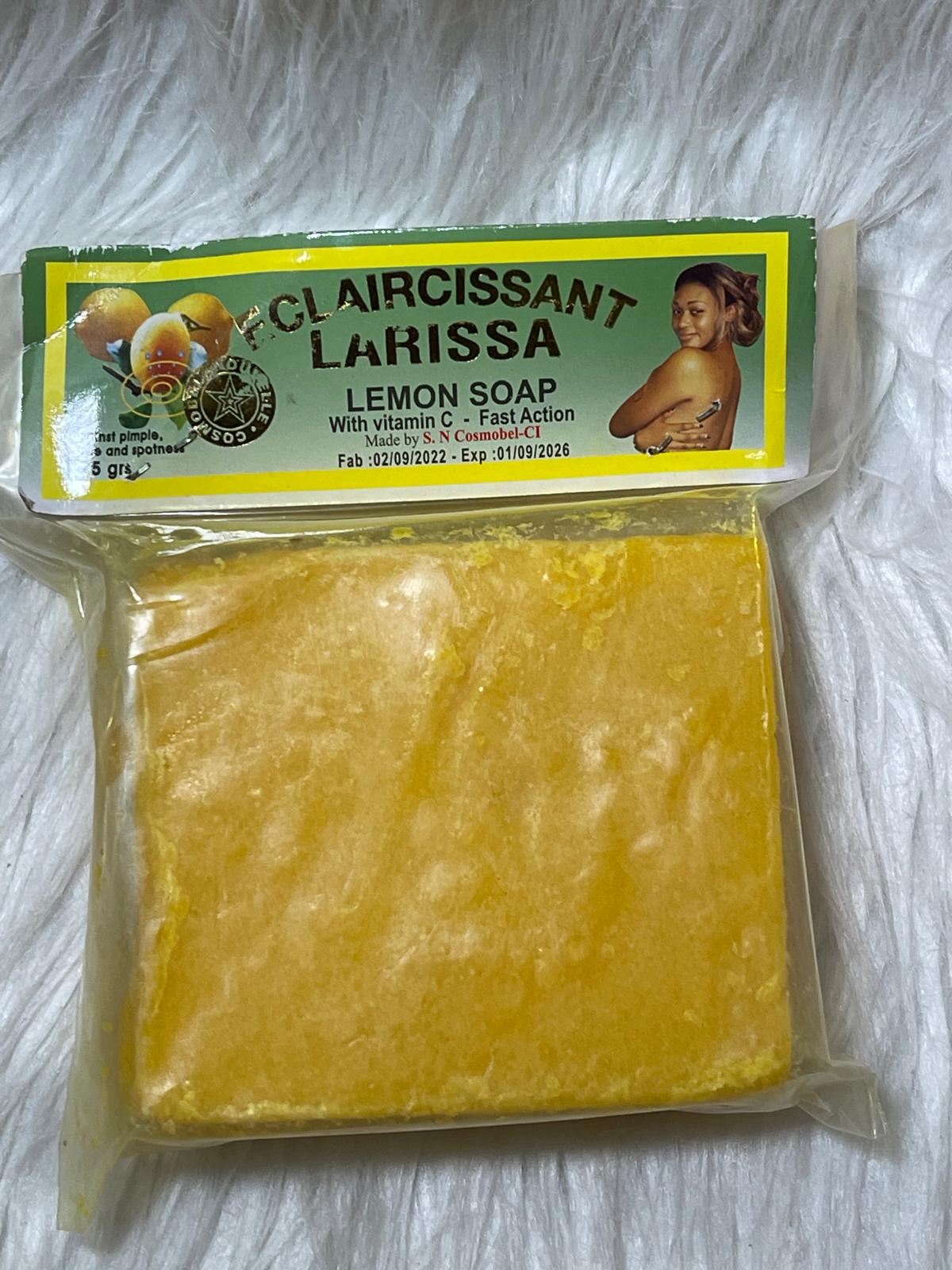 Larissa lait corporel ultra éclaircissant unifiant anti imperfection et le savon Larissa Lemon