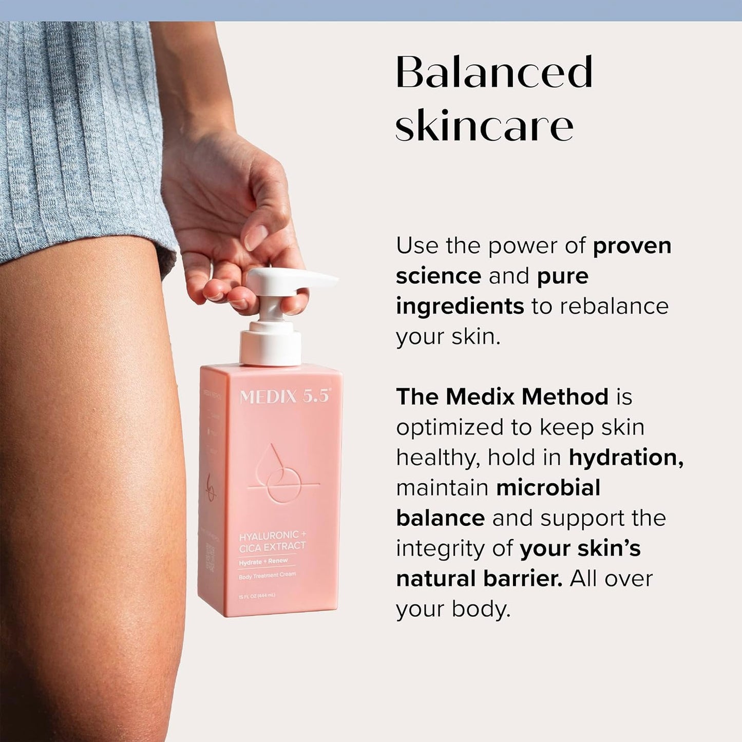 Medix 5.5 Crème hydratante pour le corps et le visage à l'acide hyaluronique + vitamine E | Lotion raffermissante hydratante pour la peau sèche minimise l'apparence des rides, des vergetures