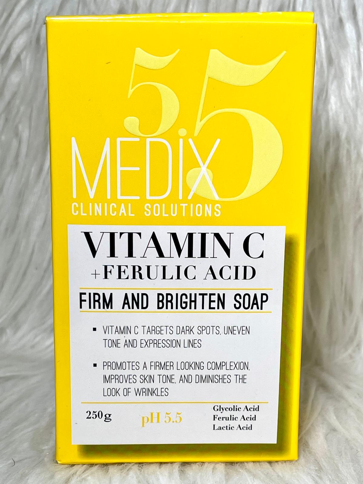 MEDIX5.5 SAVON ULTRA BLANCHISSANT EXFOLIANT GOMMANT ANTI IMPERFECTION VITAMINE C KOJIC FERULIC ACIDE 250G