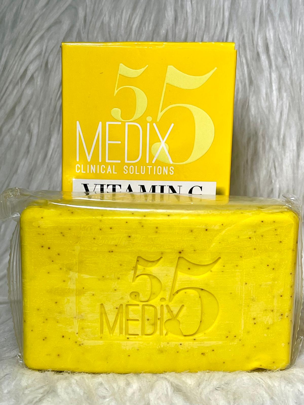 MEDIX5.5 SAVON ULTRA BLANCHISSANT EXFOLIANT GOMMANT ANTI IMPERFECTION VITAMINE C KOJIC FERULIC ACIDE 250G