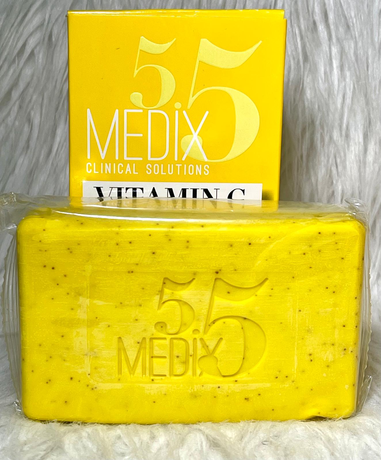 MEDIX5.5 SAVON ULTRA BLANCHISSANT EXFOLIANT GOMMANT ANTI IMPERFECTION VITAMINE C KOJIC FERULIC ACIDE 250G