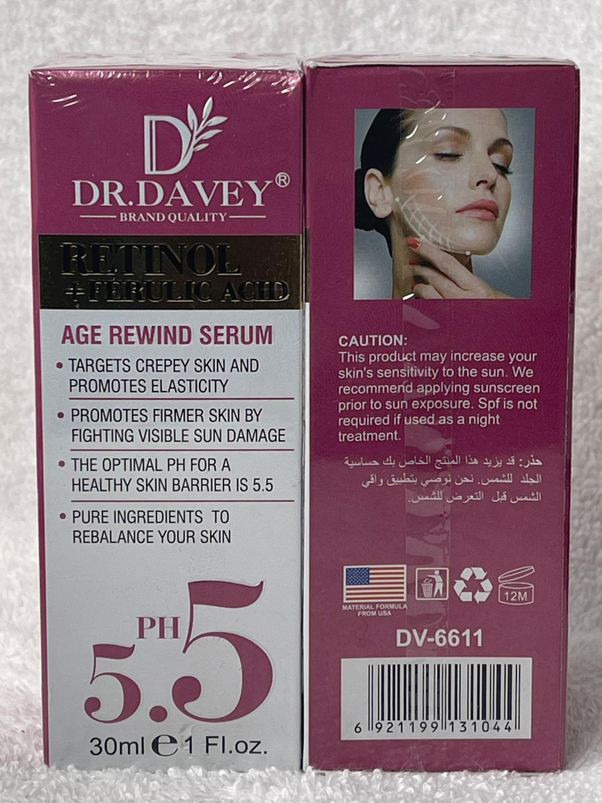 DR. DAVEY SERUM RETINOL FERULIC ACID 30ML REPARE UNIFIE CORRIGE , ANTI AGE ANTI RIDE