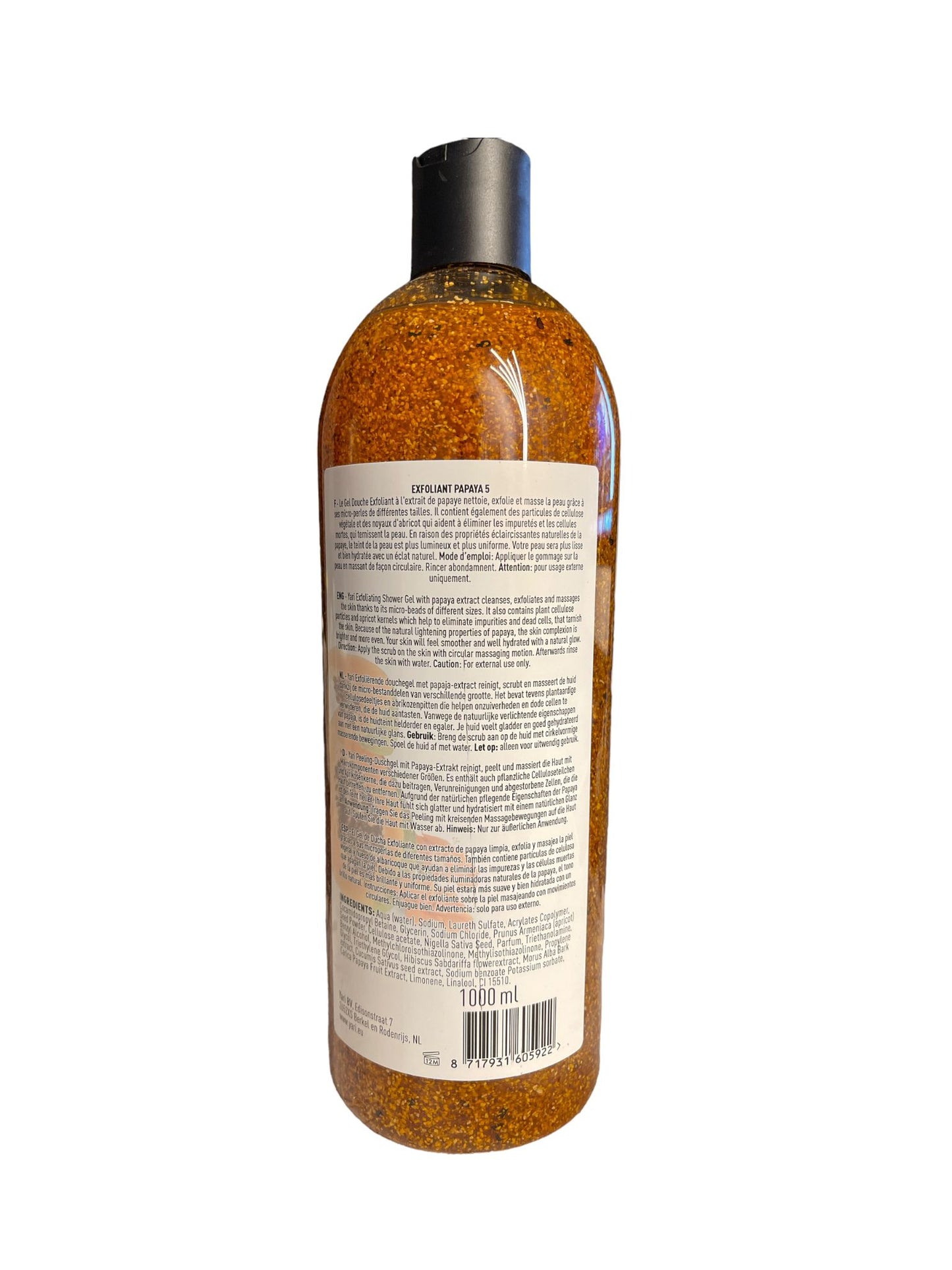 Gel douche Exfoliant Gommant Ultra éclaircissant Papaye Hibiscus poudre d'abricot Moussant et très agréable