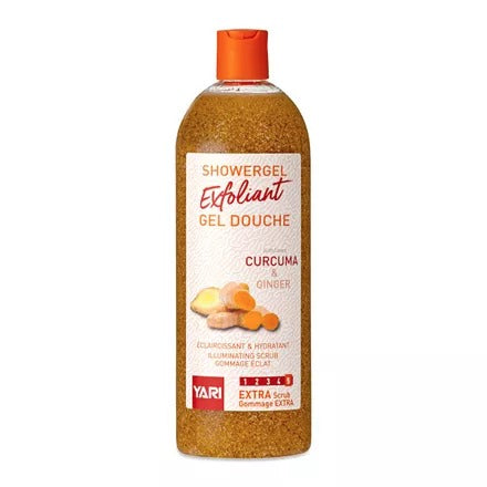Gel Douche exfoliant Gommant Ultra Éclaircissant Curcuma Gingembre poudre d'abricot pour une peau rayonnante
