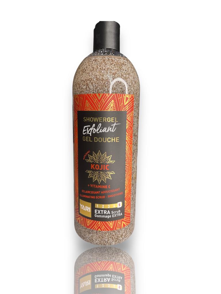 Gel Douche Exfoliant Kojic & Vitamine C à la Poudre d'Abricot pour une Peau Lisse et Rayonnante Éclat Naturel