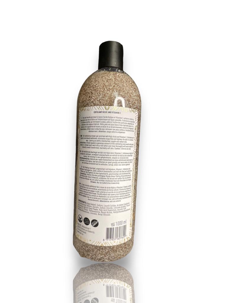 Gel Douche Exfoliant Kojic & Vitamine C à la Poudre d'Abricot pour une Peau Lisse et Rayonnante Éclat Naturel