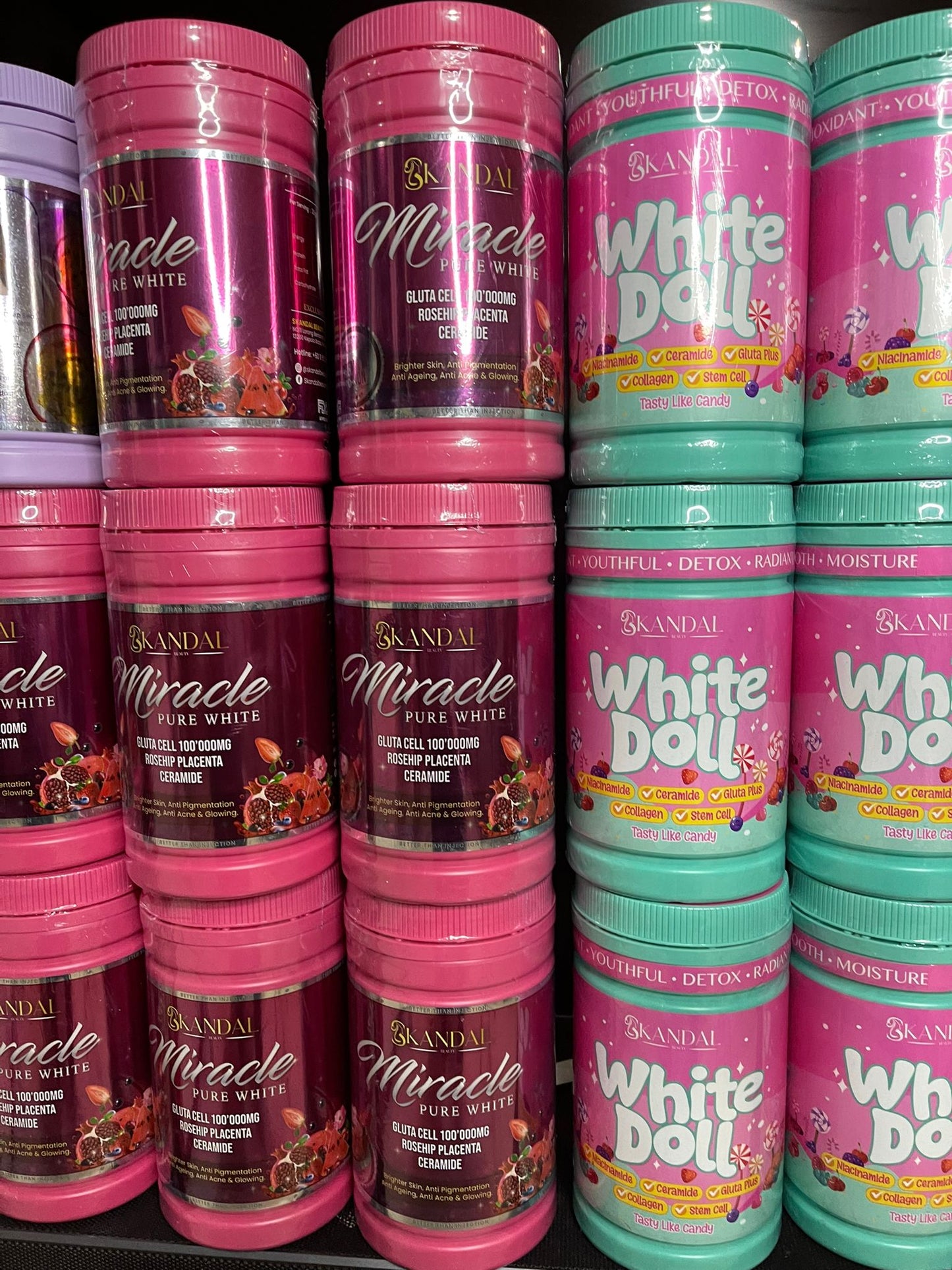 SKANDAL DUO MIRACLE PURE WHITE ET WHITE DOLL COLLAGÈNE GLUTATHIONE ULTRA BLANCHISSANT ANTI IMPERFECTION