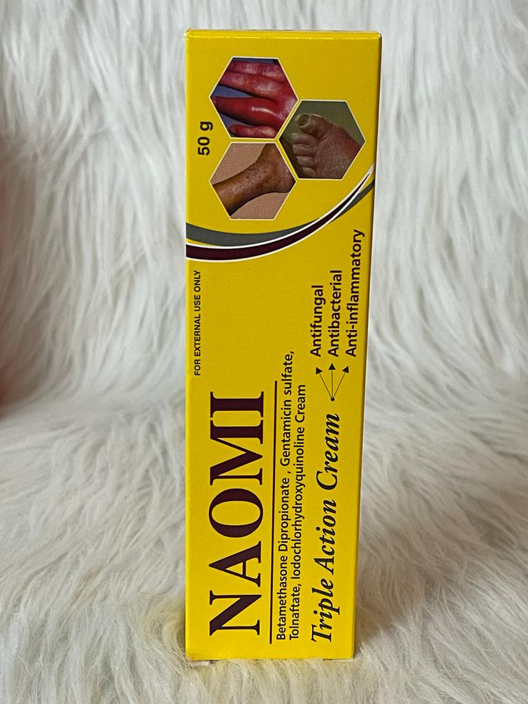 NAOMI CRÈMECrème ANTI FONGIQUE -ANTIBACTERIEN ANTI INFLAMATOIRE SOIGNE EN PROFONDEUR LES IMPERFECTIONS TRIPLE ACTIONS