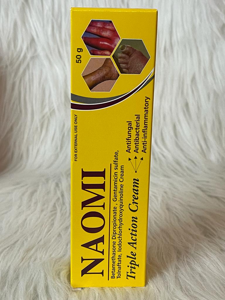 NAOMI CRÈMECrème ANTI FONGIQUE -ANTIBACTERIEN ANTI INFLAMATOIRE SOIGNE EN PROFONDEUR LES IMPERFECTIONS TRIPLE ACTIONS