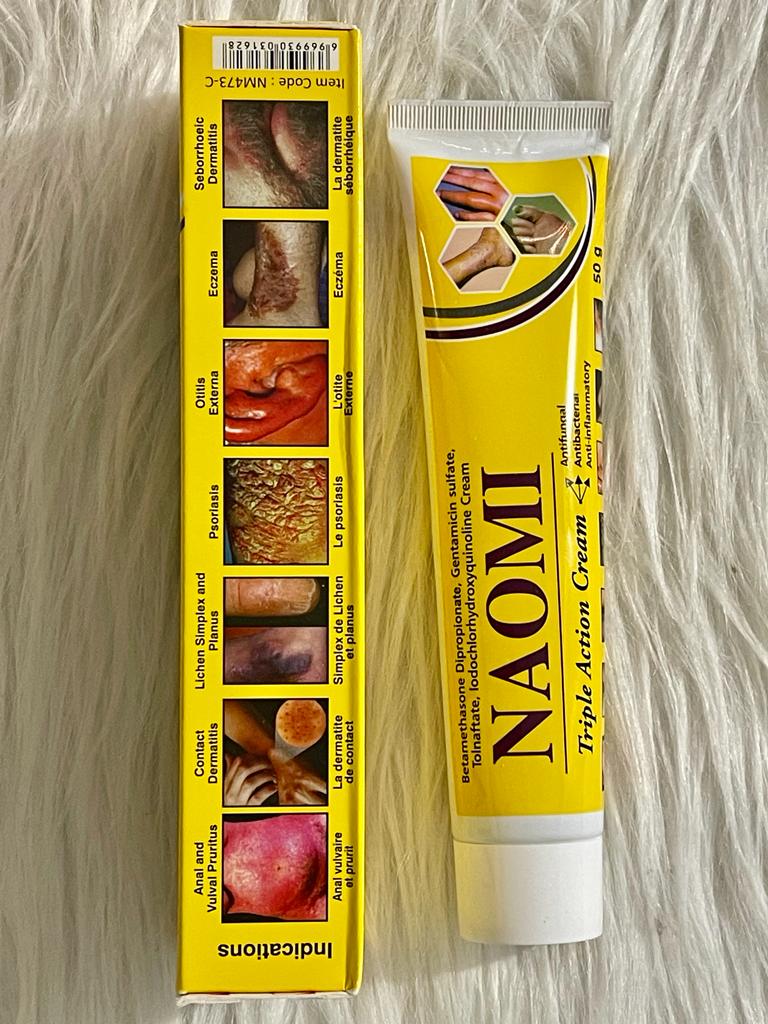NAOMI CRÈMECrème ANTI FONGIQUE -ANTIBACTERIEN ANTI INFLAMATOIRE SOIGNE EN PROFONDEUR LES IMPERFECTIONS TRIPLE ACTIONS
