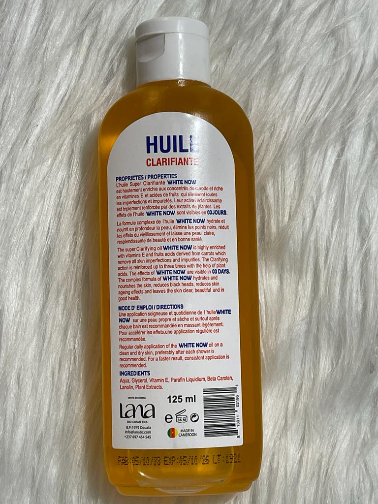 HUILE CLARIFIANTE WHITE NOW CAROTTE ACIDE DE FRUITS ANTI IMPERFECTION UNIFIANTE 125ML