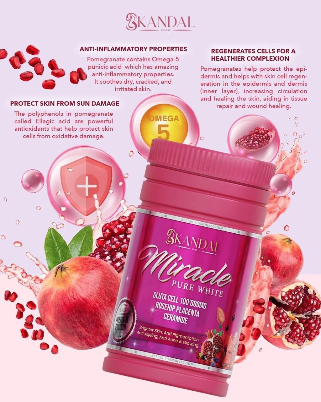 MIRACLE PURE WHITE COLLAGENE GLUTA ULTRA BLANCHISSANT ANTI IMPERFECTIONS 800G DE POUDRE