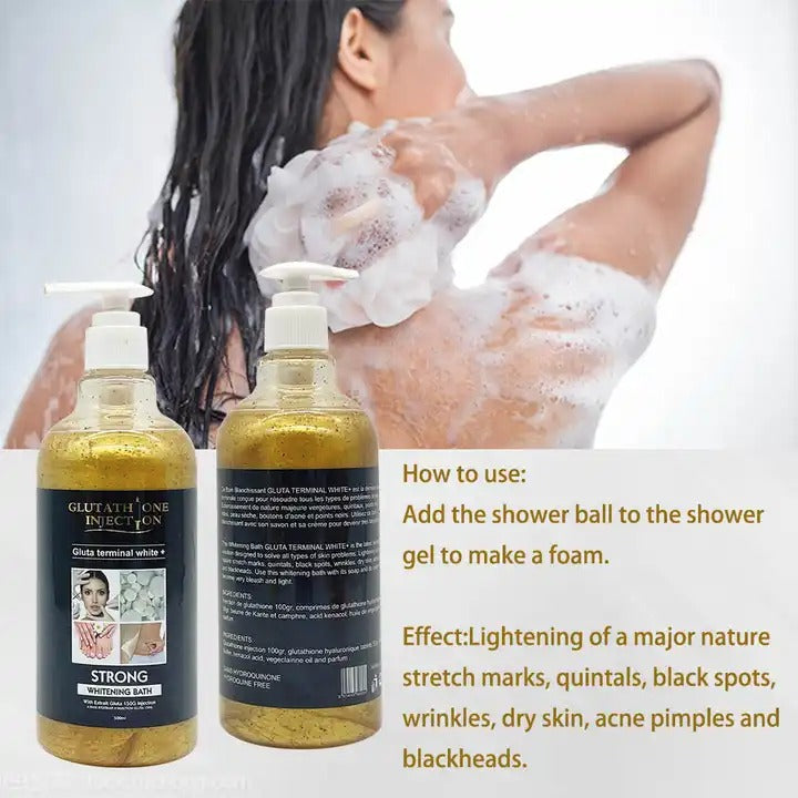GEL DE DOUCHE ULTRA BLANCHISSANT GLUTA ONE INJECTION STRONG GOMMANT EXFOLIANT SOIGNES LES IMPERFECTIONS 500ML