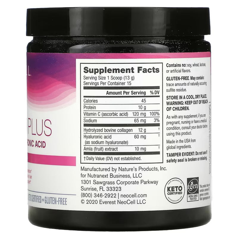NeoCell, Super Collagen Plus avec vitamine C et acide hyaluronique, 195 g