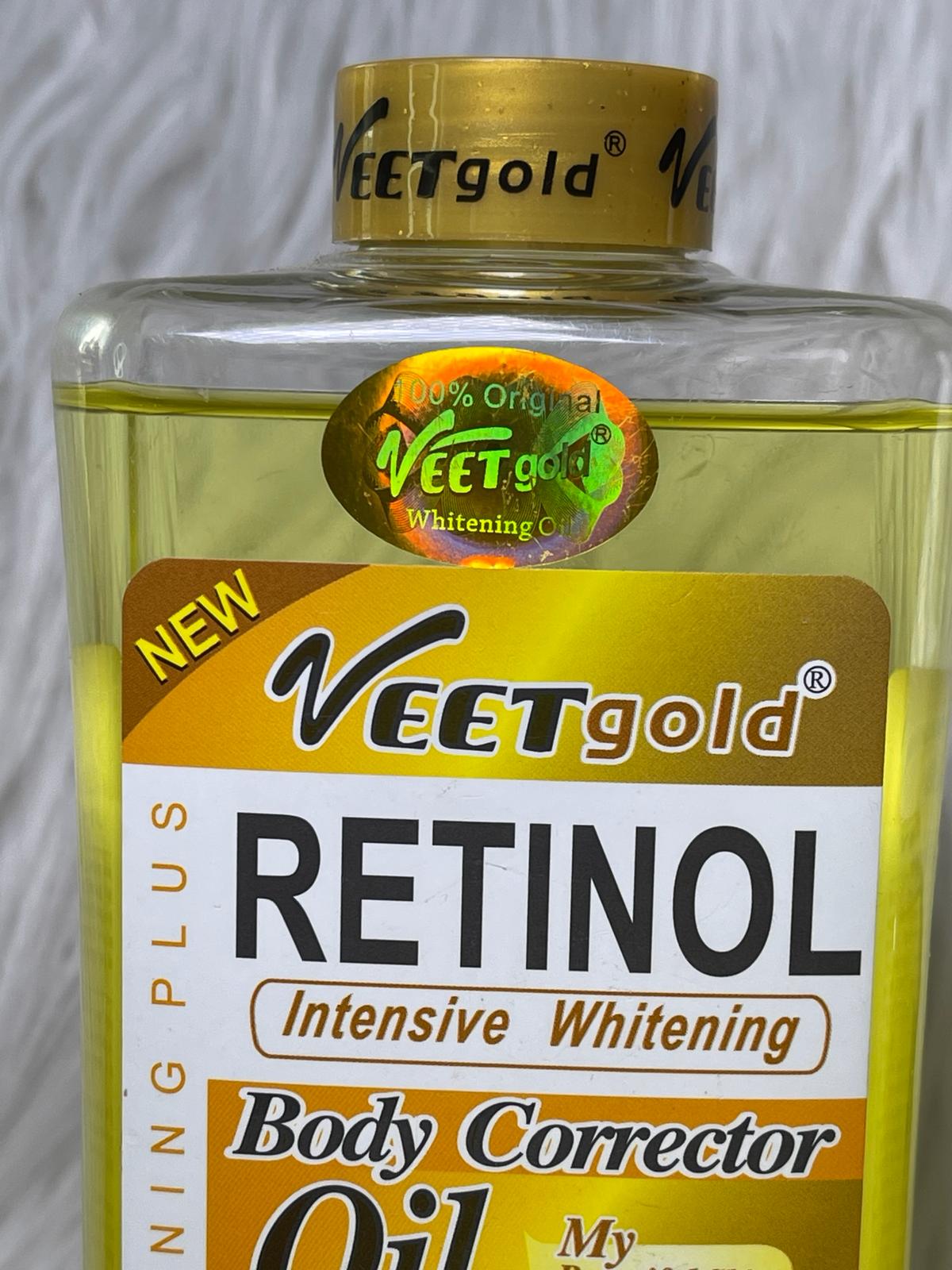 HUILE VEETGOLD RETINOL VITAMINE A 7 JOURS HYDRATANTE NOURRISSANTE CORRECTRICE ANTI IMPERFECTION 250 /500/1000ML