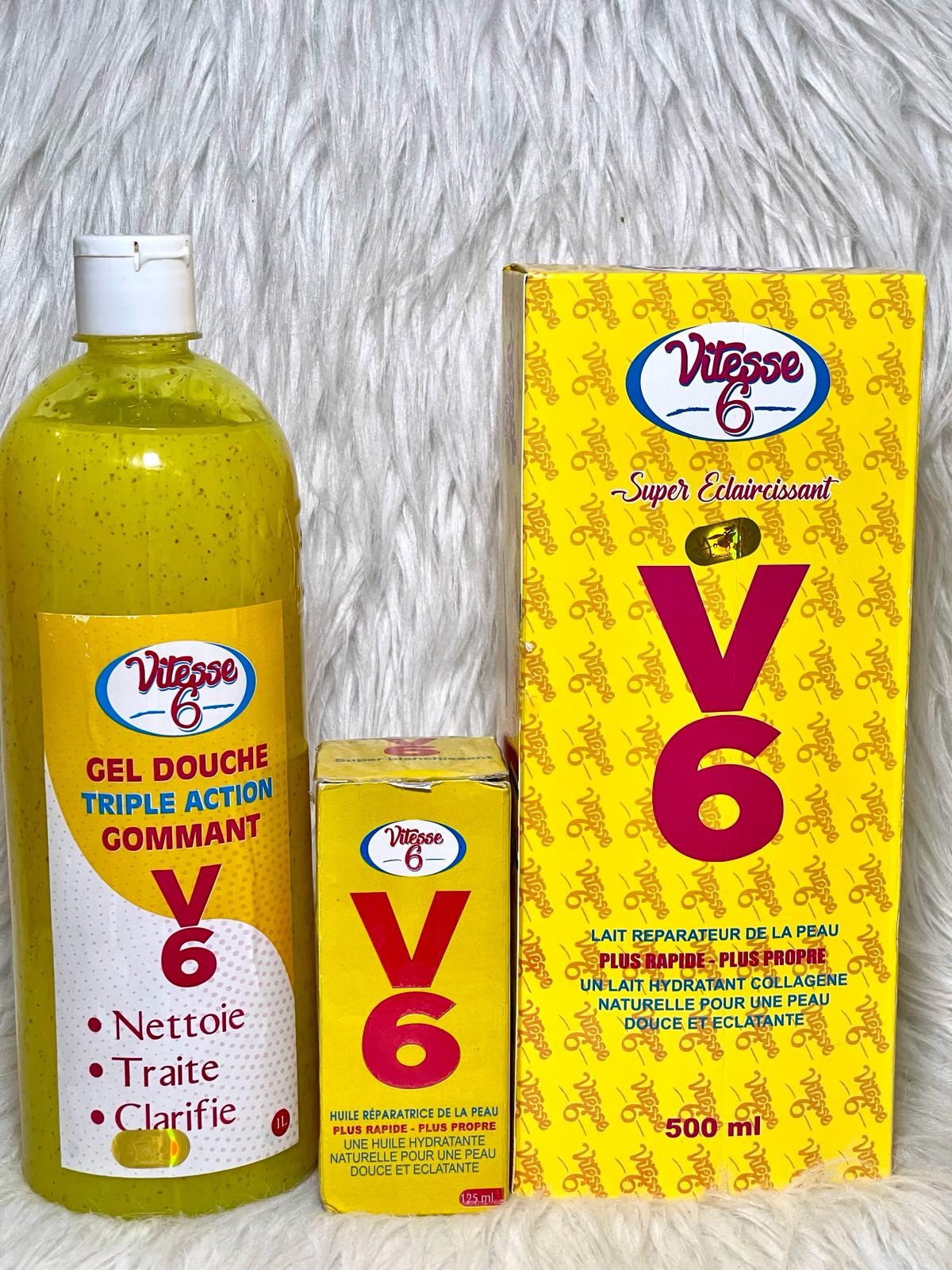 VITESSE V6 GEL DE DOUCHE ULTRA BLANCHISSANT TRIPLE ACTION RAPIDE ANTI IMPERFECTION EXFOLANT GOMMANT