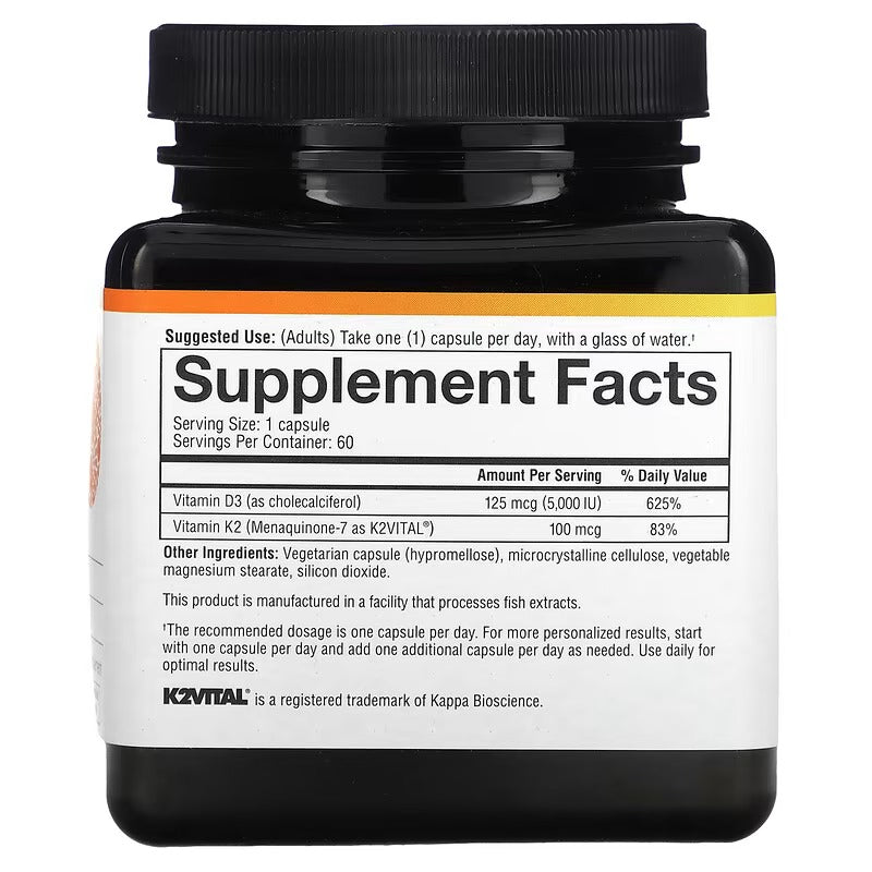 Youtheory, Vitamines quotidiennes essentielles K2D3, 60 capsules végétariennes