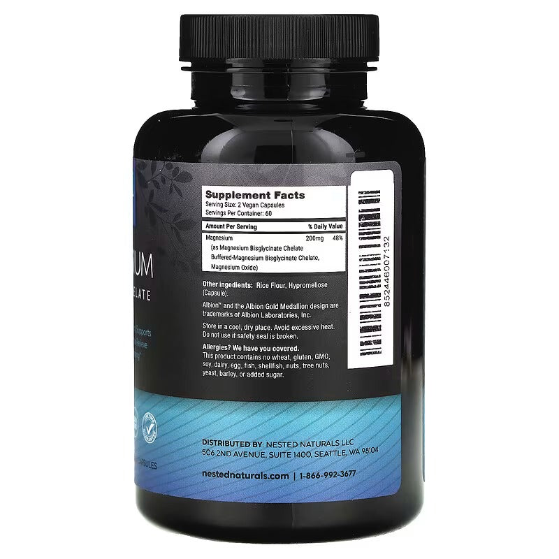 Nested Naturals, Magnésium, Glycinate chélate, 120 capsules vegan