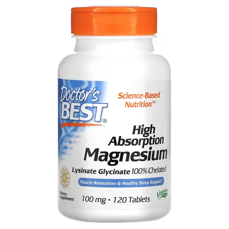 Doctor's Best, Magnésium à haute absorption, 100 mg, 120 comprimés