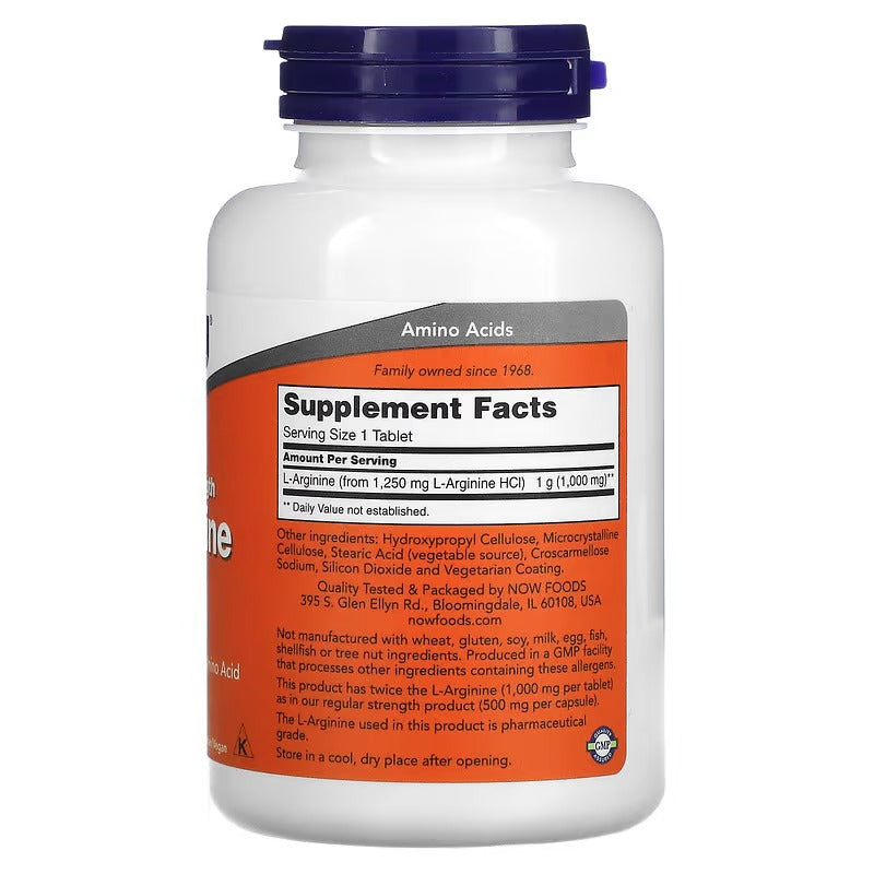 NOW Foods L-arginine Double efficacité 1000 mg 120 comprimés