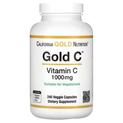 California Gold Nutrition, Gold C, Vitamine C de qualité USP, 1000 mg, 60 et 240 capsules végétariennes
