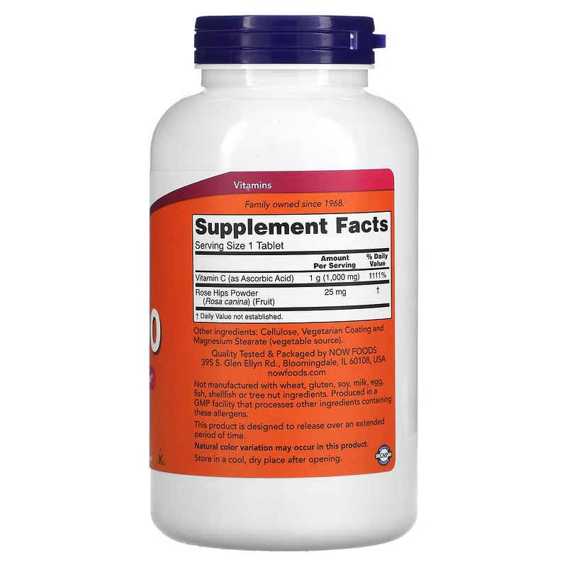 NOW Foods, Vitamine C-1000mg, 250 et 100 comprimés