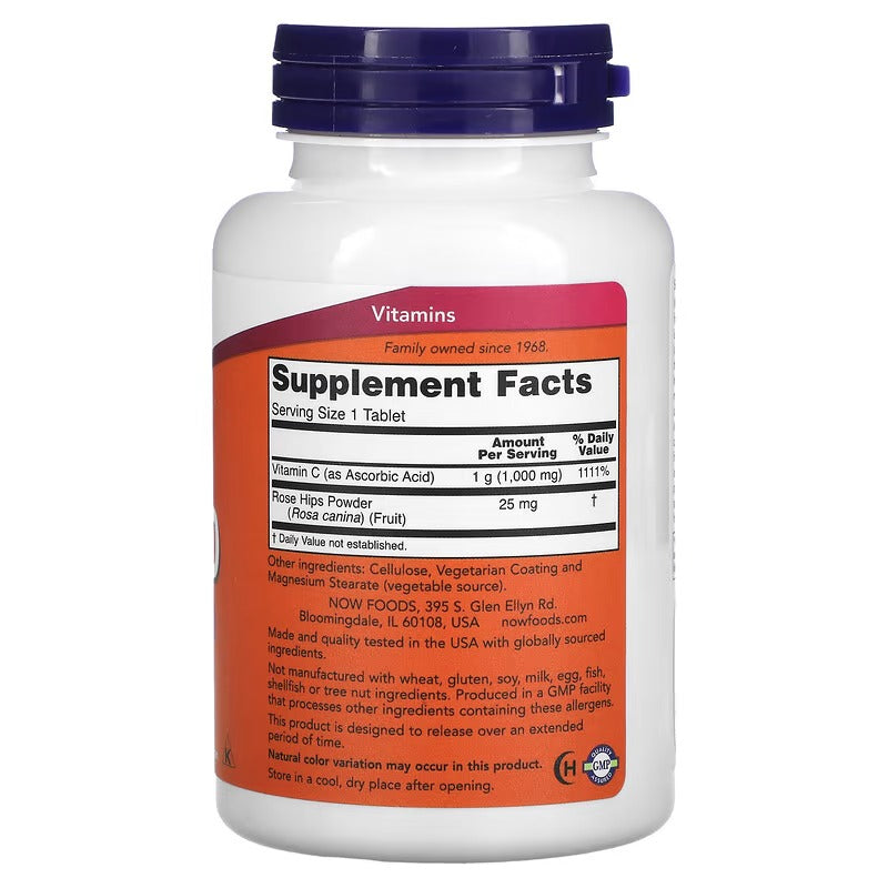 NOW Foods, Vitamine C-1000mg, 250 et 100 comprimés
