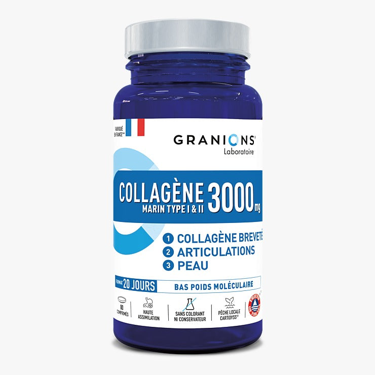COLLAGÈNE MARIN • TYPE I & II • 3000 MG • 80 COMPRIMÉS - 20 JOURS