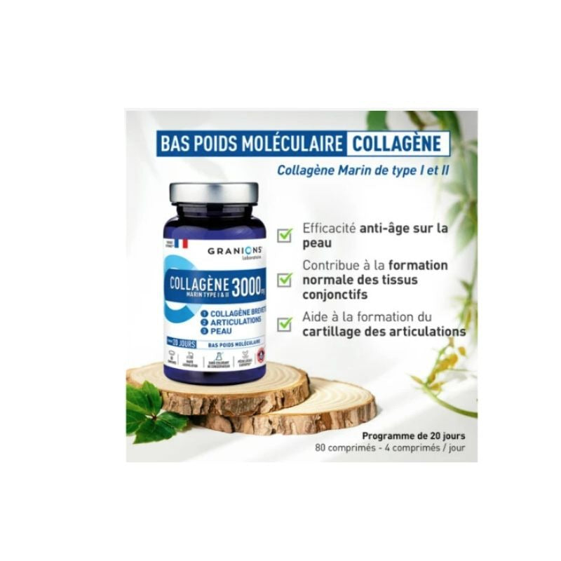 COLLAGÈNE MARIN • TYPE I & II • 3000 MG • 80 COMPRIMÉS - 20 JOURS