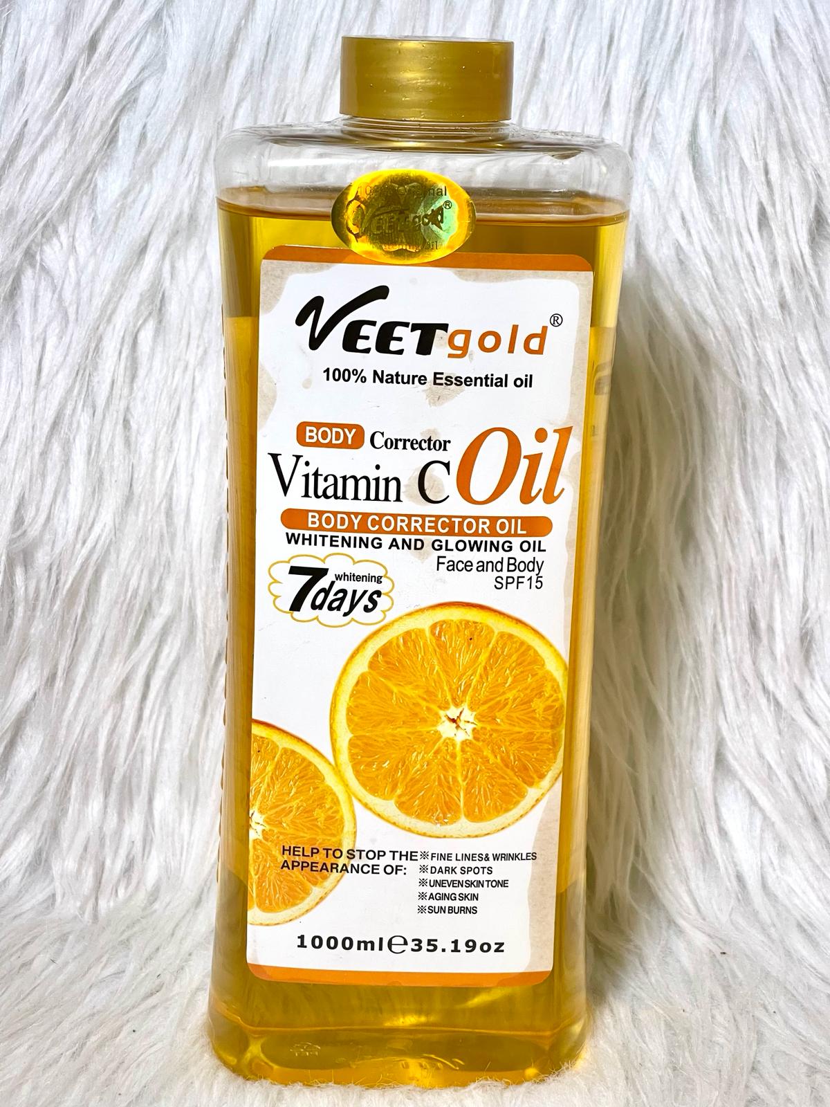 HUILE VEETGOLD VITAMINE C 100% NATUREL ESSENTIEL ULTRA ÉCLAIRCISSANT 7 DAYS ANTI IMPERFECTION