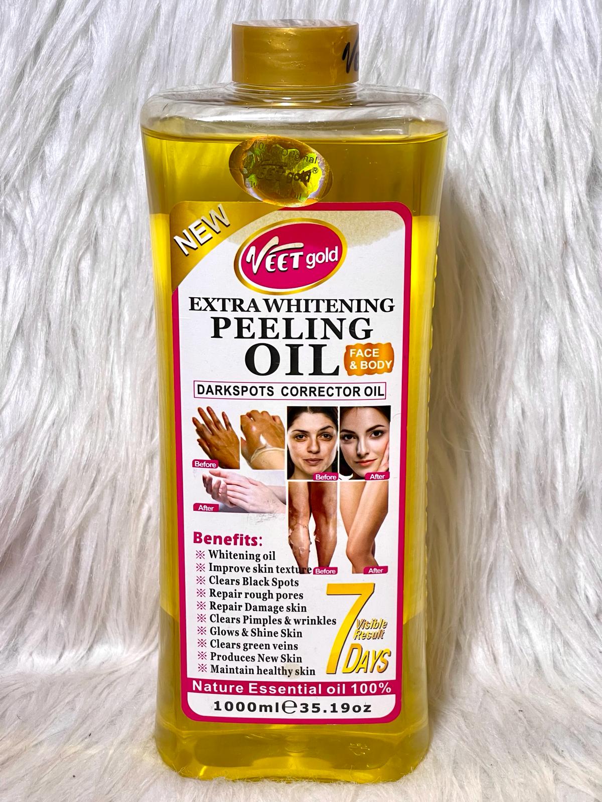 VEETGOLD HUILE EXTRA BLANCHISSANTE PEELING VISAGE ET CORPS CORRECTRICE ANI IMPERFECTION 100% NATUREL 7 DAYS 10 EN 1