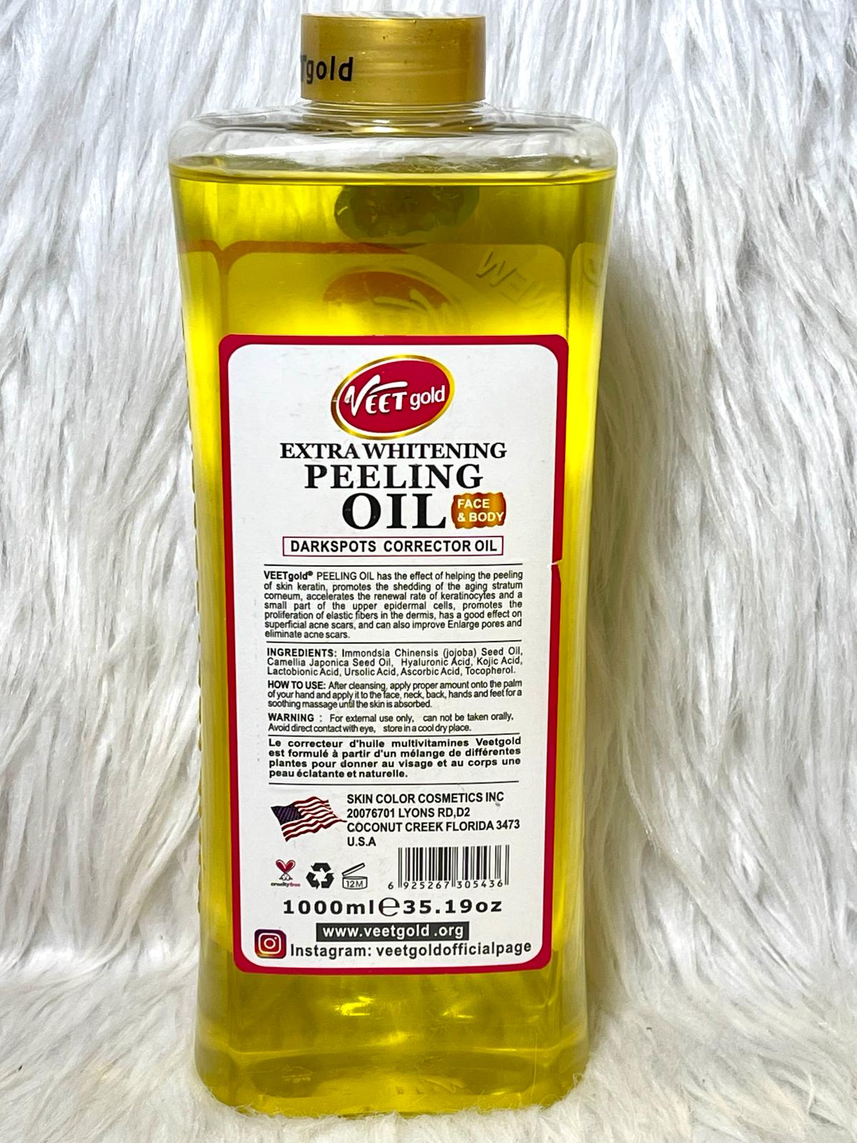 VEETGOLD HUILE EXTRA BLANCHISSANTE PEELING VISAGE ET CORPS CORRECTRICE ANI IMPERFECTION 100% NATUREL 7 DAYS 10 EN 1