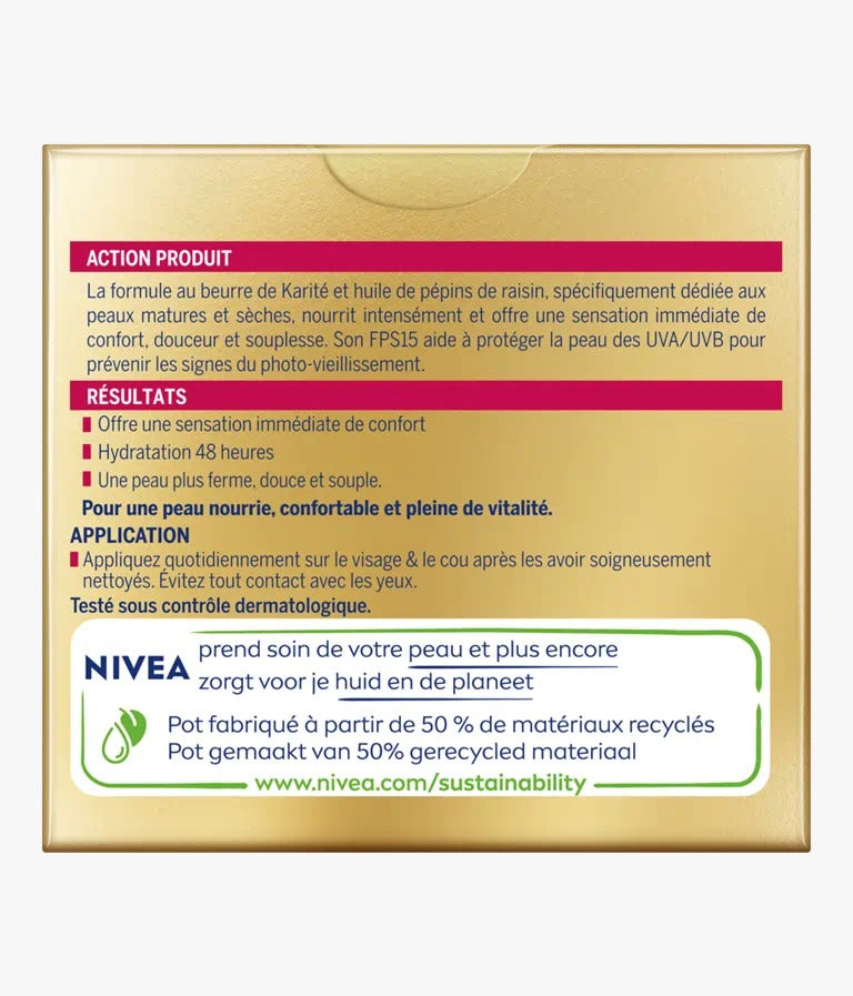 NIVEA CREME SOIN DE JOUR FPS 15 VITAL CONFORT & NUTRITION ULTRA HYDRATANT PROTECTRICE TRTES EFFICACE PROTECTION SOLAIRE