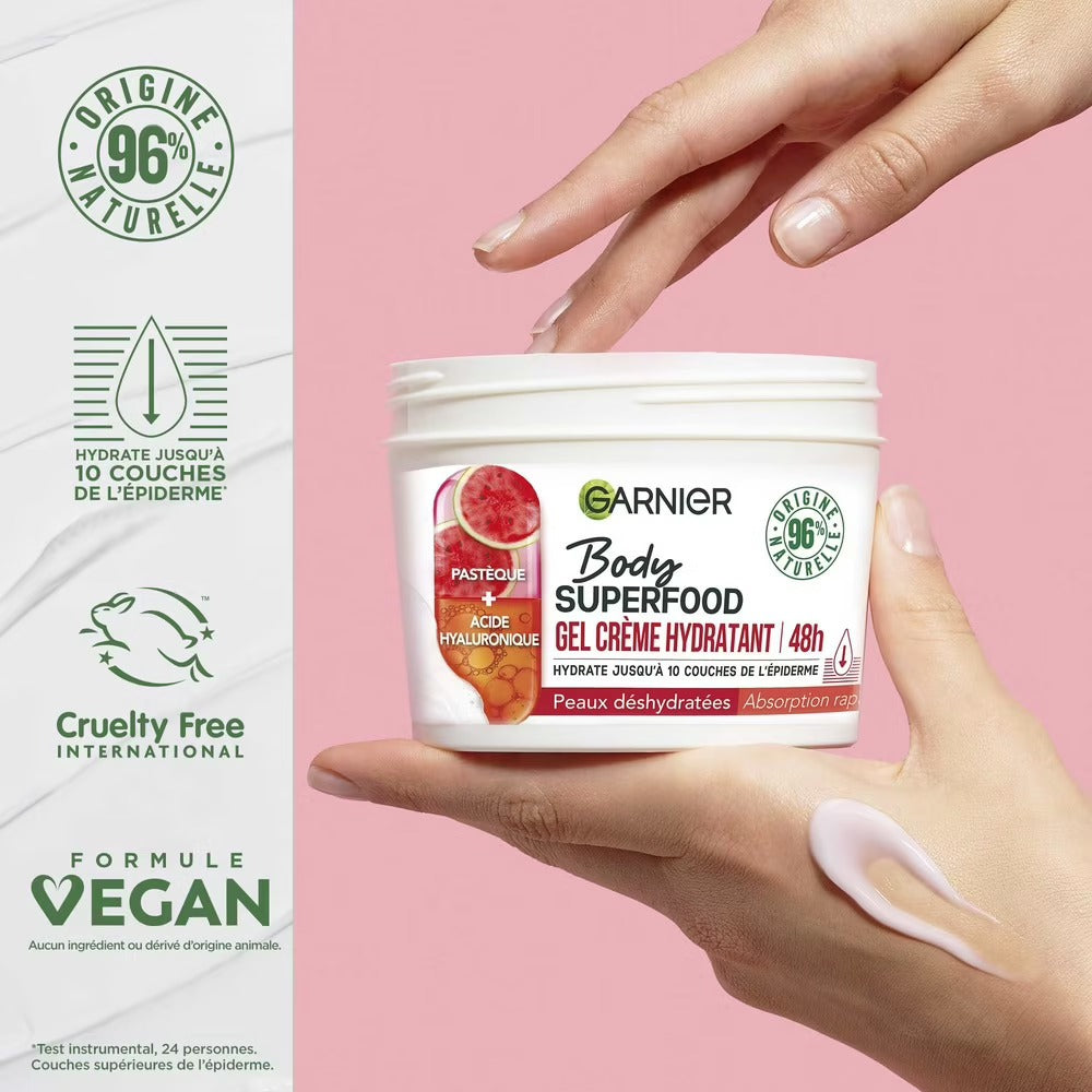 GARNIER Garnier Body Superfood Gel Crème hydratant Pastèque Acide Hyaluronique 380ml Gel Crème corps hydratant Pastèque Acide Hyaluronique