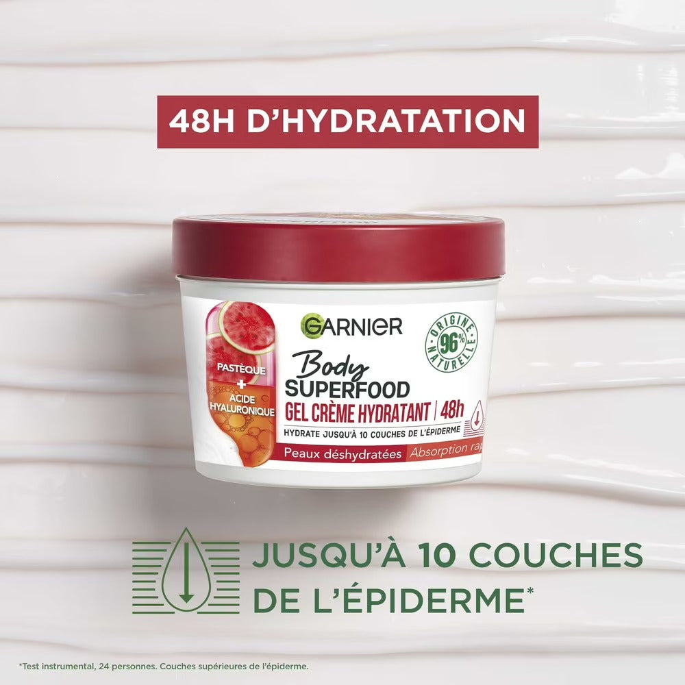 GARNIER Garnier Body Superfood Gel Crème hydratant Pastèque Acide Hyaluronique 380ml Gel Crème corps hydratant Pastèque Acide Hyaluronique