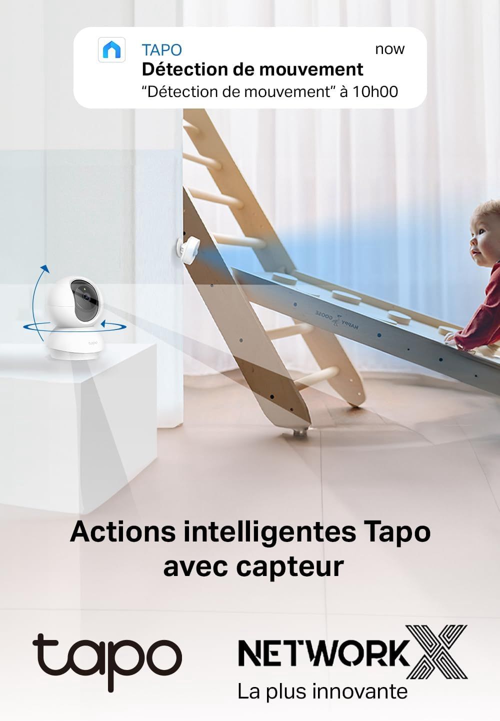 TP-Link Tapo Caméra Surveillance WiFi intérieure 360° 1080p C200, Vision nocturne, Notifications en temps réel, Détection de personne, Suivi de mouvement, Télécommande, Compatible avec Alexa