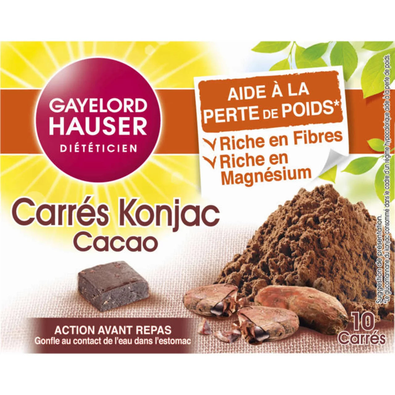 Gayelord Hauser Carrés Konjac Cacao, Aide À La Perte De Poids