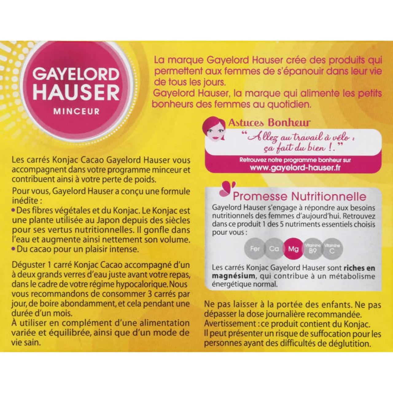 Gayelord Hauser Carrés Konjac Cacao, Aide À La Perte De Poids
