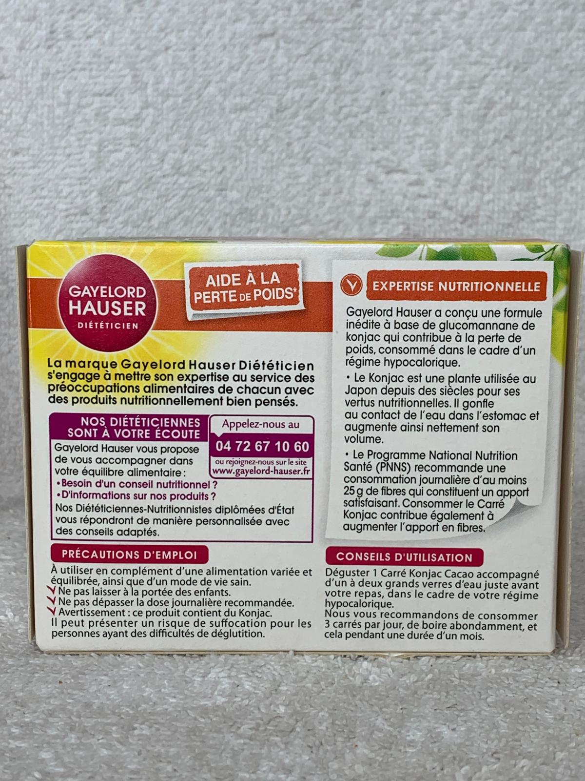 Gayelord Hauser Carrés Konjac Cacao, Aide À La Perte De Poids