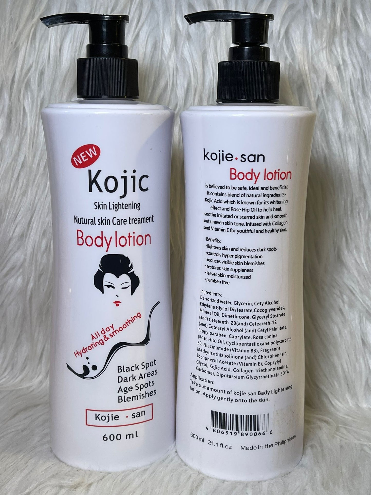Body lotion kojic san ultra éclaircissante hydratante nourrissante anti imperfection zéro tache traitement des vergeture 600ml