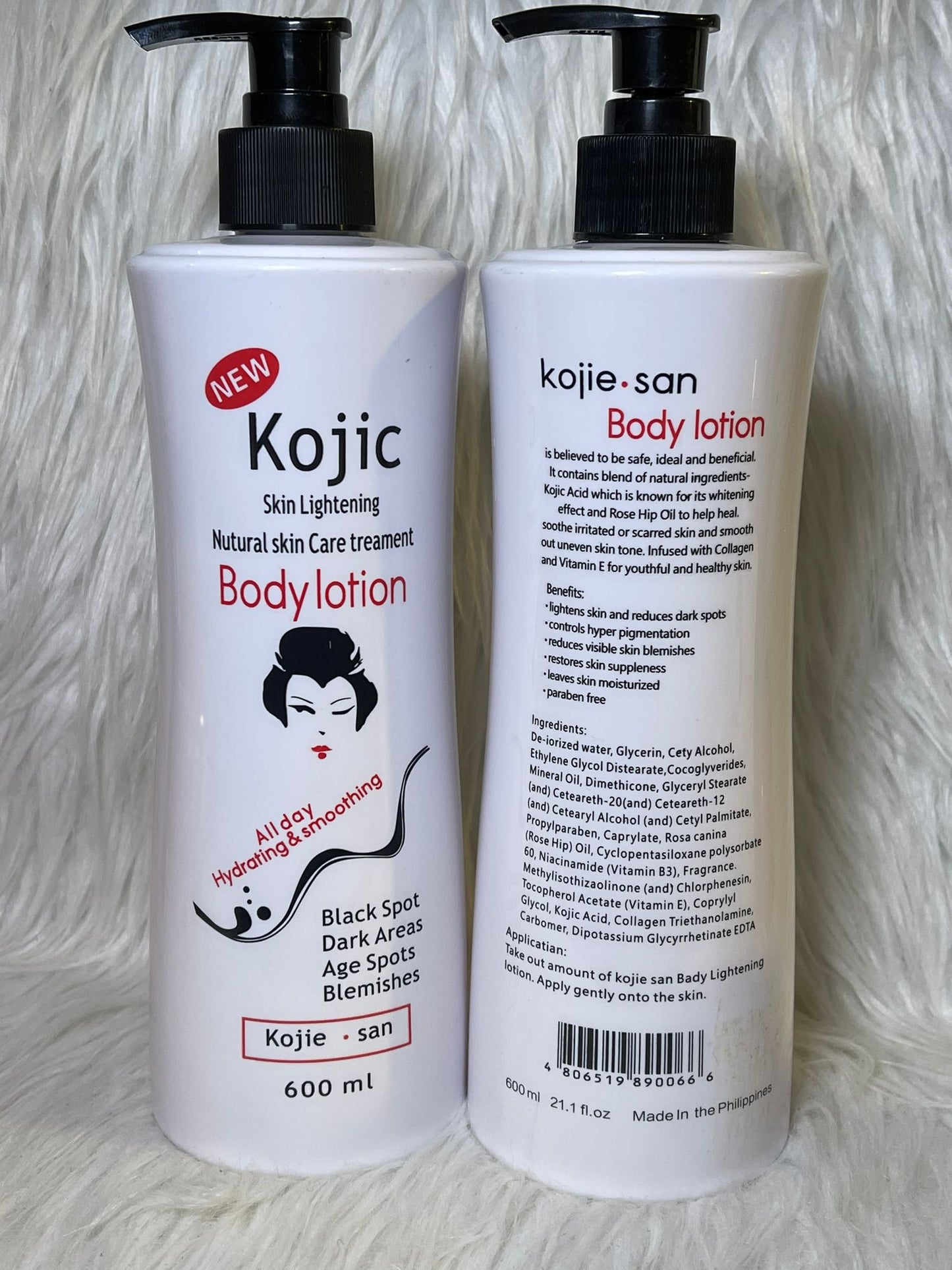 Body lotion kojic san ultra éclaircissante hydratante nourrissante anti imperfection zéro tache traitement des vergeture 600ml